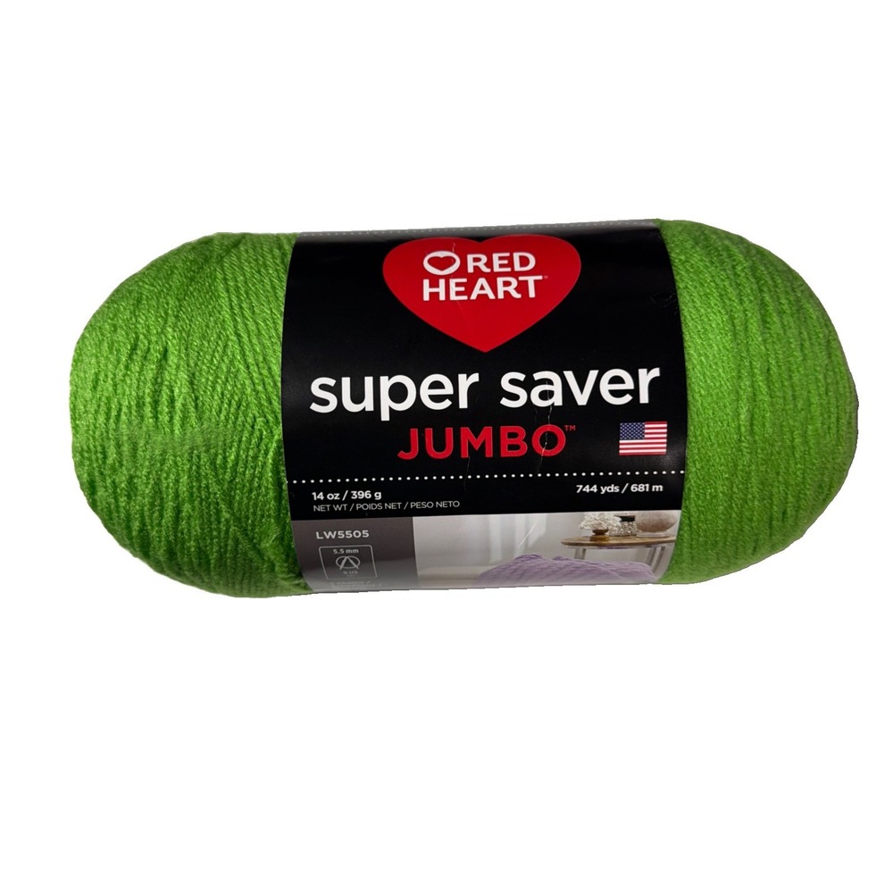 Coats Yarn E302C-672 Red Heart Super Saver Yarn-Spring Green 14oz 396g Jumbo